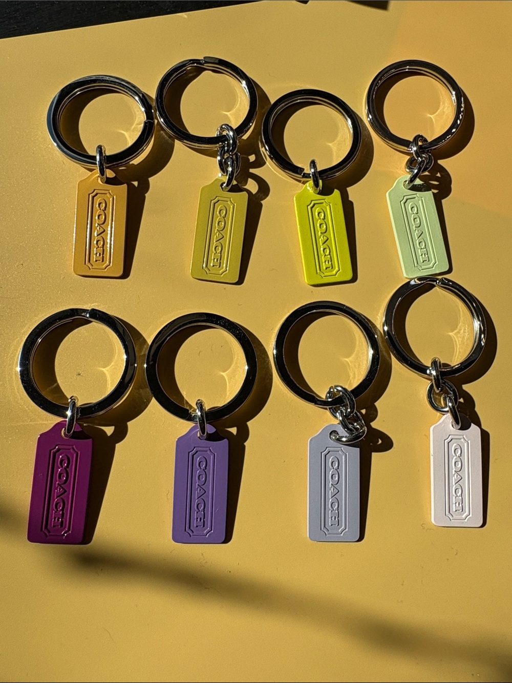 COACH Colorblock Leather Tag Key Ring - Assorted Colors